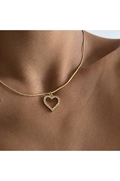 OK ROSES Taşlı Mini Kalp Kolye