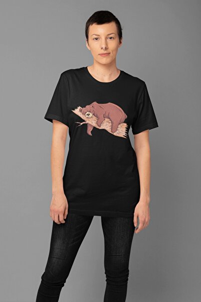 ErTaPassage Ursul negru leneș cu imprimeu Femei tricou - T6254804