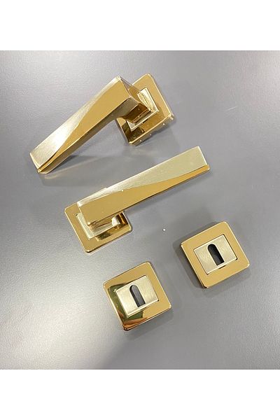 ARON Sofuoğlu Lüx Derya Anka Albifirin Yellow - Satin (ROOM TYPE) Door Handle Set with Square Rosette