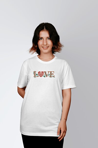 ErTaPassage Γυναικείο μπλουζάκι White Love με τύπωμα - T7324608