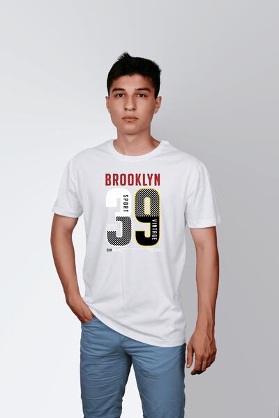 ErTaPassage White Brooklyn 39 cu imprimeu Bărbați tricou - T6368330