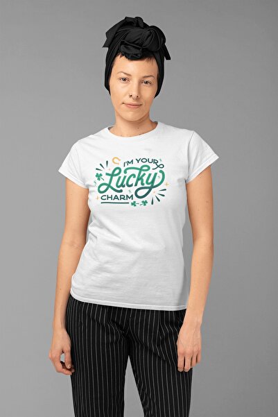 ErTaPassage Amuletă albă noroc cu imprimeu femei tricou - T1405634