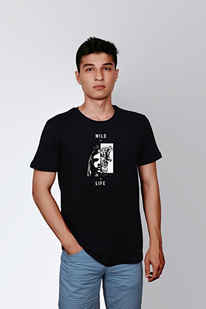 ErTaPassage Crni divlji život Štampano muški T-shirt - T7151885