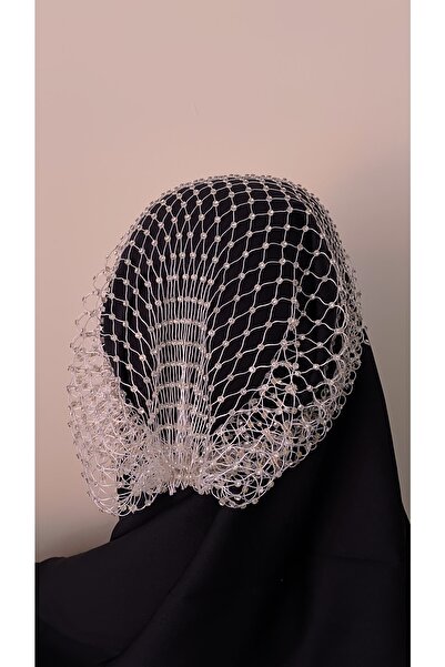 Alâ Atelier White Stone Mesh Bandana Hair Accessory Bonnet