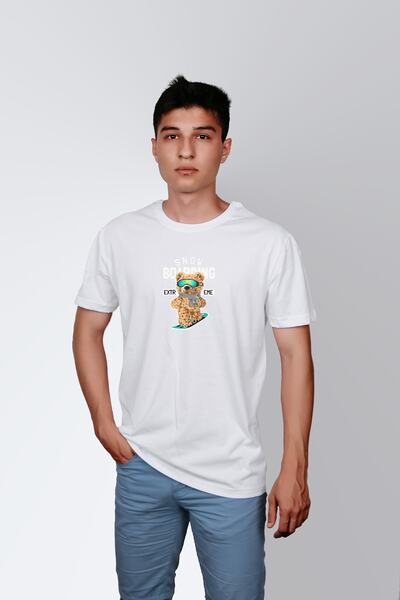 ErTaPassage Snowboard alb cu imprimeu pentru bărbați tricou - T53883