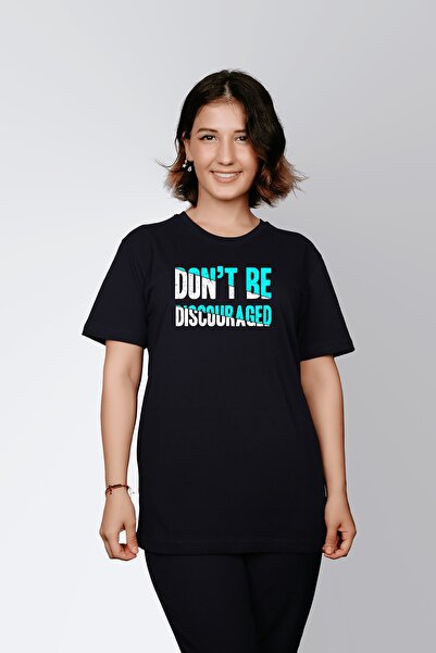 ErTaPassage Γυναικείο μπλουζάκι Black Be Discouraged με τύπωμα - T8780621