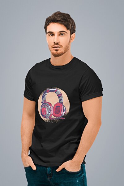 ErTaPassage Căști negre cu imprimeu Game tricou - Bărbați T4874372