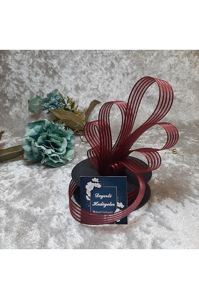Değerlihediyeler 2.5 cm Ribbon Chiffon Claret Red Ribbon 20 meters
