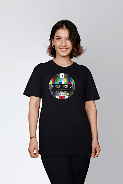 ErTaPassage Negru cu imprimeu Femeie tricou - Pregătește-te pentru scris T950...