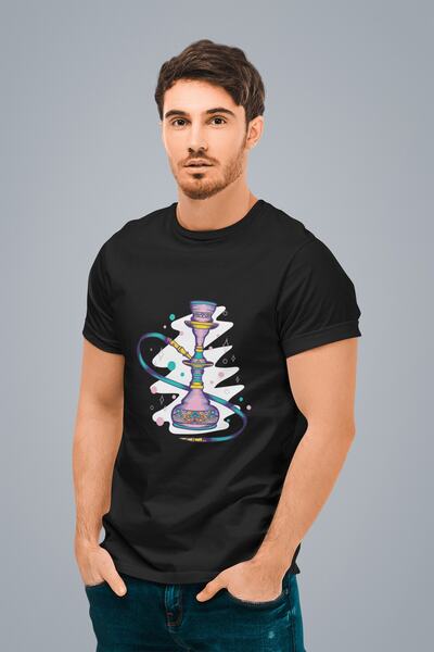 ErTaPassage Narghilea neagră cu imprimeu masculin tricou - T3834785