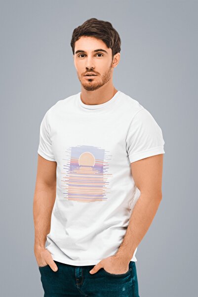 ErTaPassage White Horizon Sunset cu imprimeu Bărbați tricou - T5790949
