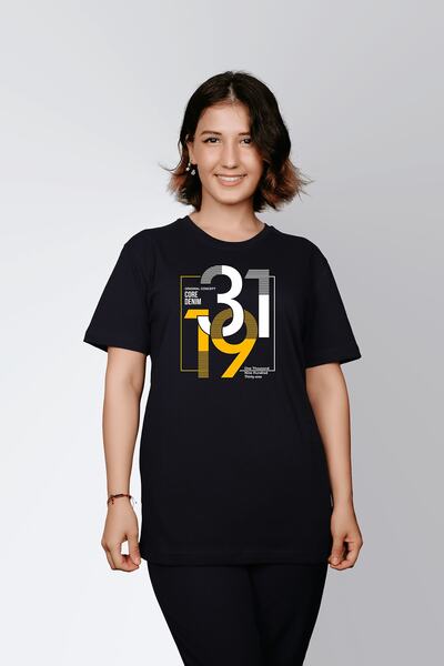 ErTaPassage Γυναικείο μπλουζάκι Black Core Denim με τύπωμα - T4714024