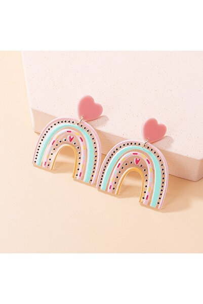 BearPear Yeni Tasarım Renkli Kalp Akrilik Modern Kadın Küpe