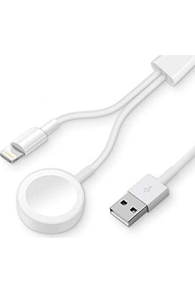 TEKNETSTORE Apple Watch 1 / 2 / 3 / 4 / 5 / 6 / 7 / Se Tam Uyumlu Şarj Cihazı Standı Ve Lightning Iphone Şarjı