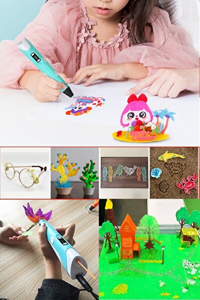 Midday 3d Printer Kalem Üç Boyutlu Çizim Kalemi 3 Renkli Filament Olan Yaratıcı Zeka Geliştiren Hobi Kalemi