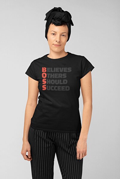 ErTaPassage Black Boss cu imprimeu Femei tricou - T1738205