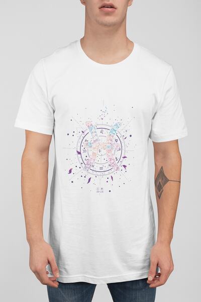 ErTaPassage Мъжка тениска с принт на съзвездието Бели риби - T5125154