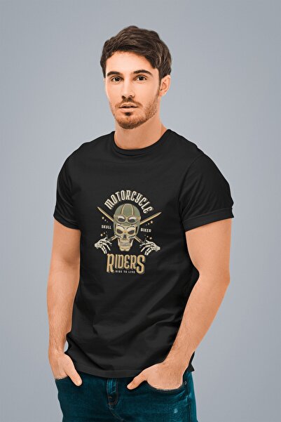 ErTaPassage Black Biker cu imprimeu Bărbați tricou - T7910992