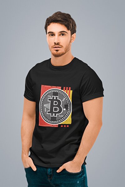 ErTaPassage Black Bitcon cu imprimeu supradimensionat Bărbați tricou - T1716192