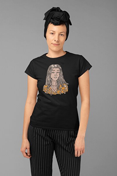 ErTaPassage Portret negru cu imprimeu Femeie tricou - T2525069