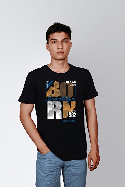 ErTaPassage Negru cu imprimeu Bărbat tricou - Inegalat de la naștere, cu scri...