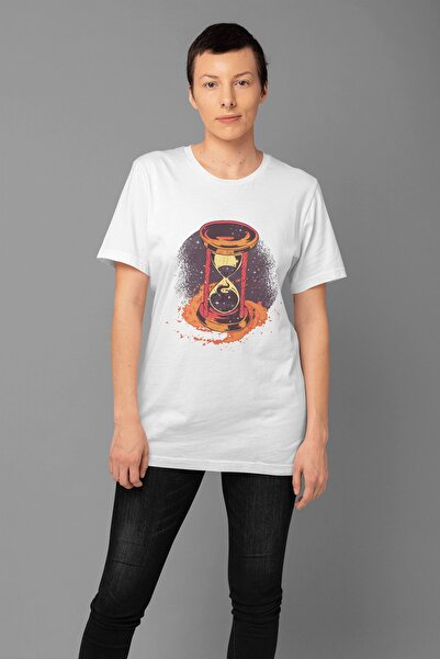 ErTaPassage Ceas cu nisip alb cu imprimeu Femei tricou - T659988