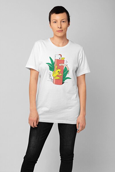 ErTaPassage Brichetă abstractă albă cu imprimeu Femeie tricou - T1190213