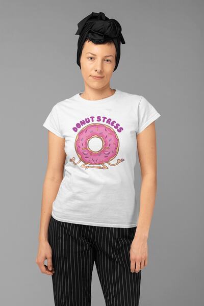 ErTaPassage Γυναικείο μπλουζάκι White Donut με τύπωμα - T6019606