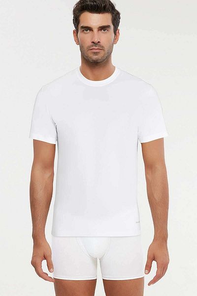 Kom Ανδρικό T-Shirt James White Crew Neck - Πακέτο 2 τεμαχίων