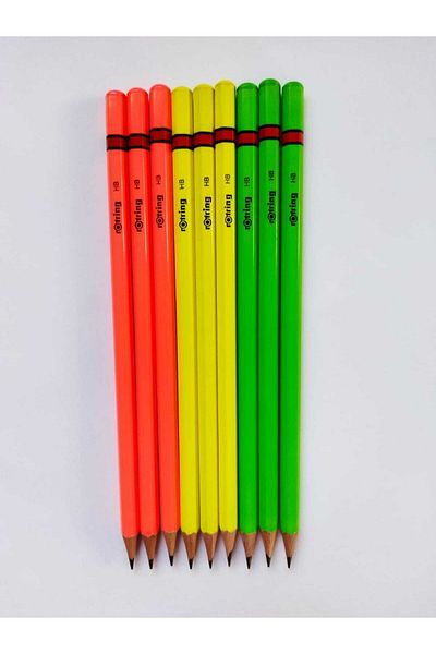 Rotring 9 Pieces Neon Yellow-Pink-Green Pencil Hb