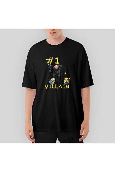 Z zepplin تي شيرت أسود كبير الحجم من Minions Vıllaın