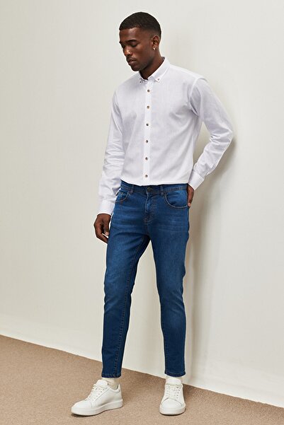 AC&Co / Altınyıldız Classics Ανδρικό σκούρο μπλε trend Slim Fit Slim Fit Βαμβ...