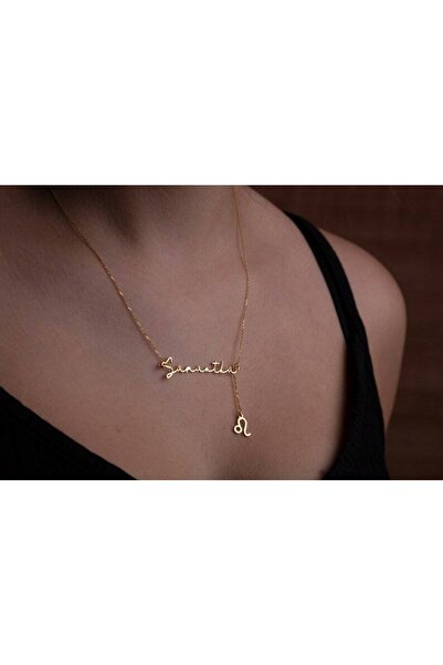 GÜMÜŞ 925k Isim Sallantılı Burç Sembolü Altın Kaplama Kolye