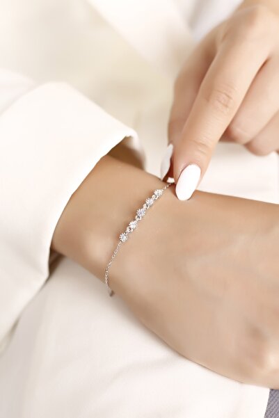 SARIASLAN Kadın Beş Taş Su Yolu Gümüş Bileklik Üç Renk Seçenekli