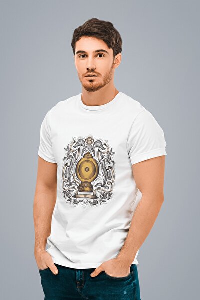 ErTaPassage Men's White School Bell Printed Standard T-Shirt T7608874