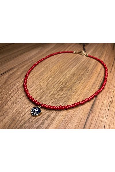 Stoneday Evil Eye Bead Pendant Red Sand Bead Necklace