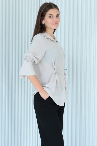 LAVİNİST Beige Silk Shirt