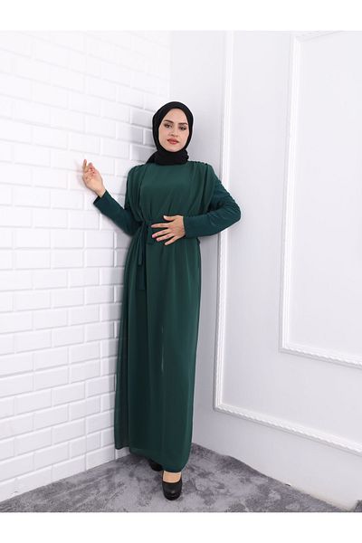 Aranlı tekstil Chiffon Women's Long Jumpsuit Dress with Mobile Belt