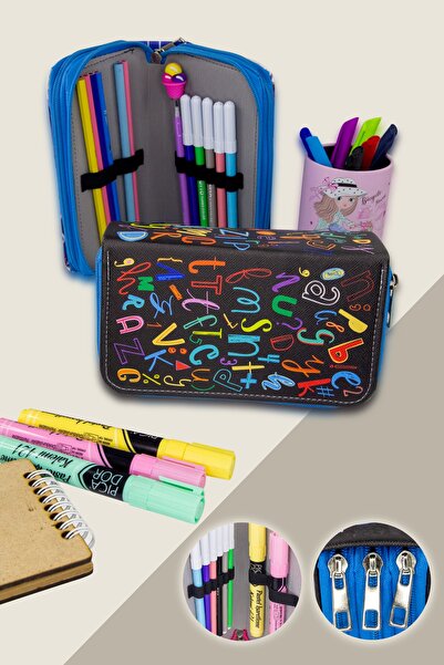 Size Husă pentru creion Alfabet Kawaii Model Orginazer Trei compartimente (su...