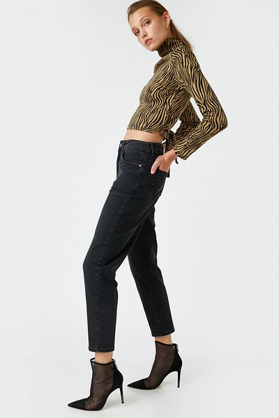 Koton Pantaloni negri de damă 3WAL40134MD