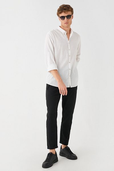 Koton Anthrazit karierte Herrenhose - 3wam40029hw