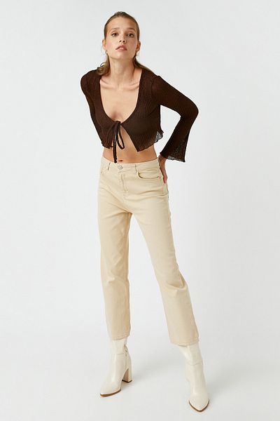 Koton Women's Ecru Trousers 3WAL40033MW