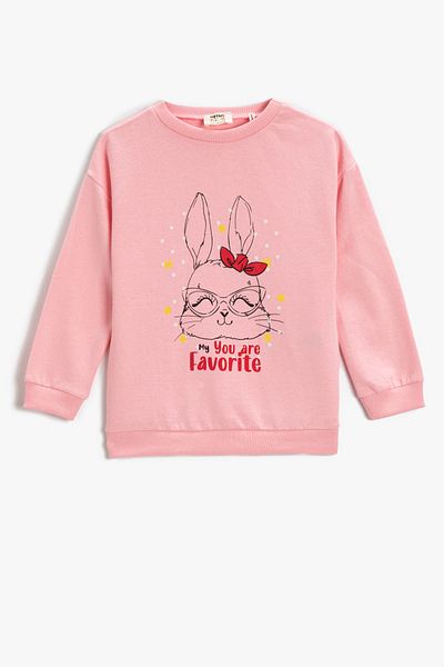Koton Rabbit Printed Girl's Sweatshirt - 3wkg10106ak