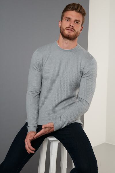 Buratti Pamuklu Slim Fit Bisiklet Yaka Kazak Erkek Kazak 6353401