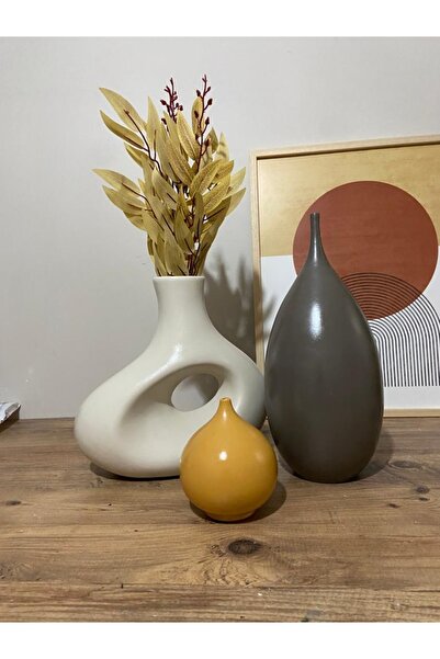 MİGOHOME Seramik Vazo Üçlü Set