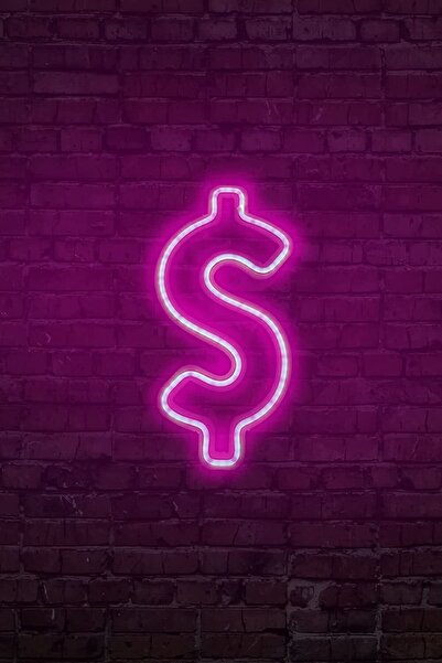 Genel Markalar Pembe Neon Dolar Logo Duvar Dekor Aydınlatma, şık ve modern ta...