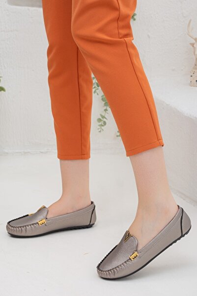 Rona Gifts Γυναικεία ασημί μαλακή άνετη μαλακή σόλα ελαφριά κομψή σχεδίαση Classic casual παπούτσια μπαλαρίνας