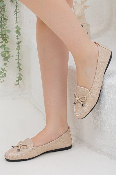 Rona Gifts Balerini de damă, bej, confortabili, moale, plat, anti-alunecare, ...