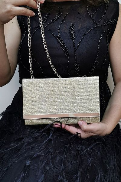 NAZART Γυναικείο βραδινό φόρεμα Cupra Gold Clutch Portfolio Γυναικεία τσάντα