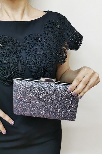 NAZART Βραδινό φόρεμα με παγιέτες Platinum Γυναικείο Clutch Βραδινό Τσάντα